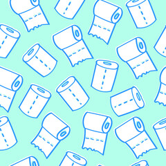 Free Hand Drawing of Toilet Paper Rolls Seamless Background Pattern