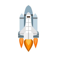 space shuttle with fire on white background picture