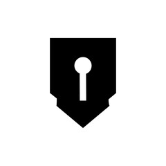 keyhole with lock and shield for protection security concept