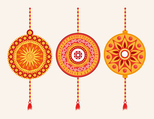 Raksha bandhan wristband icon set