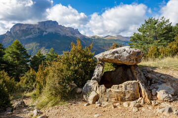 Dolmen in Tella. Huesca. Aragon. Spain. Europe.