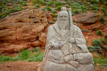 Elder man statue on the Big Bogdo Mount