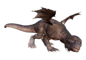 3D Rendering Fairy Tale Dragon on White