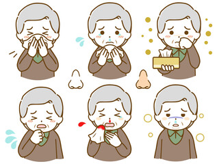 鼻に異常がある太った高齢男性