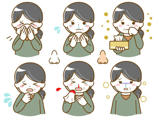 鼻に異常がある太った中年女性