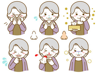 鼻に異常がある太った高齢女性