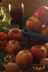 Apples and berries with autumn mood	