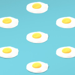 3d rendered sunny side up eggs pattern.