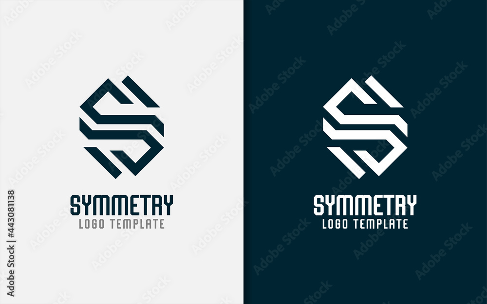 Poster abstract initial letter s logo design with modern geometric lines combination.
