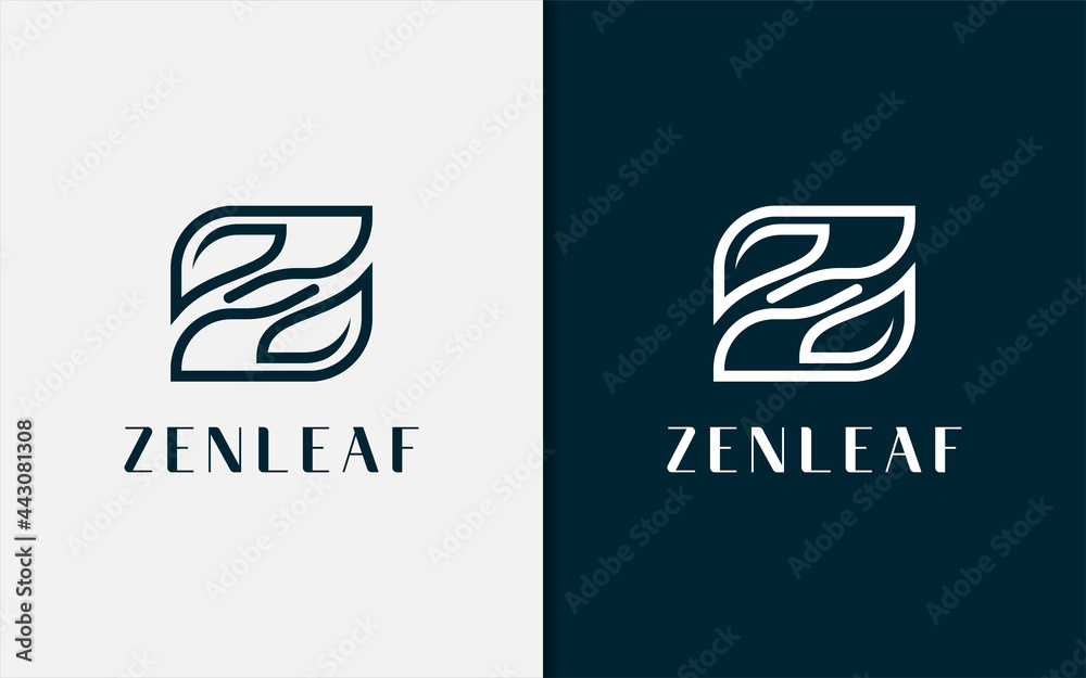 Poster abstract initial letter z logo with leaf combination concept.