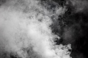 White smoke on a black background. Texture