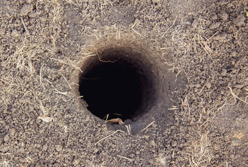 Well in the ground from drilling.