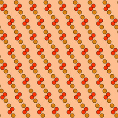 Diagonal dots in orange color. Vector wallpaper with circles.