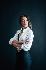 Beautiful young woman in white shirt