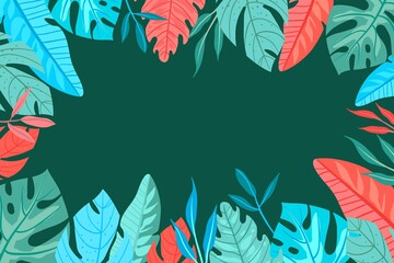 Hand Drawn Tropical Leaves Background_12