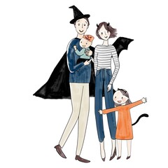 ハロウィン　仮装する家族