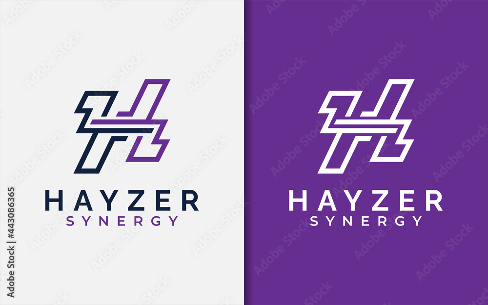 Aufkleber letter h monogram logo design with sharp geometric lines combination.
