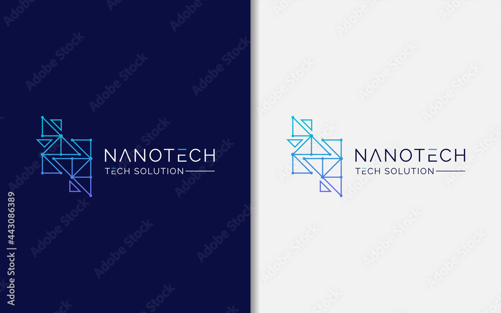 Poster Initial Letter N with Digital Triangle Style Concept Logo Design. Usable For Business and Tech Company Logo Design.