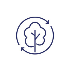 reforestation line icon with a tree
