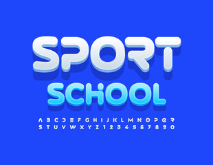 Vector trendy sign Sport School. White modern Font. Creative set of Alphabet Letters and Numbers