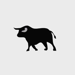 Vector illustration of bull silhouette icon