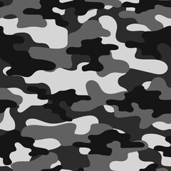 Camouflage texture seamless pattern. Abstract modern grey military camo background for fabric and fashion textile print. Vector illustration.