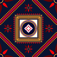 Fototapeta premium Fabric ethnic geometric seamless pattern for textile cloth and other ,ethnic pattern traditional background Design for carpet,wallpaper,clothing,wrapping,batik,fabric,Vector illustration embroidery 