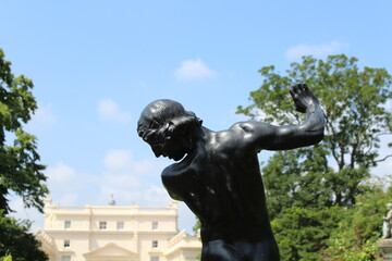 Statue in the park, rear view
