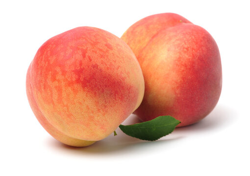 ripe peach on white background