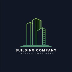 Fototapeta premium Simple Building Skyline Logo line art style, skyline logo for building company etc