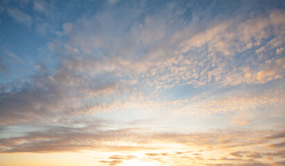 Fototapeta na wymiar Beauty pastel sky. Soft color cloud sweet background. Seasonal sky clouds