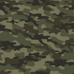 Fototapeta premium green Camouflage texture seamless pattern. Abstract modern military camo background for fabric and fashion textile print. Vector illustration.