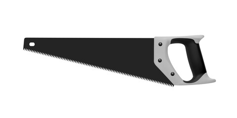 Hand saw on wood in a vector on a white background.Hand hacksaw on wood in the vector side view.