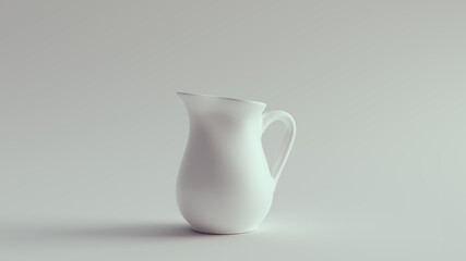 White Milk Jug Ceramic Pitcher 3d illustration render	
