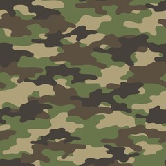 Fototapeta premium Camouflage seamless pattern.Military camo.Army background.Print on clothing.Modern greenn design.