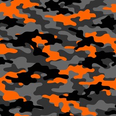 Orange Camouflage seamless pattern.Military camo.Army background.Print on clothing.Modern design.
