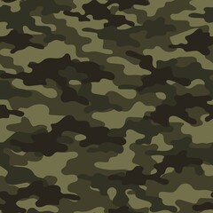 Fototapeta premium Camouflage seamless green pattern.Military camo.Army background.Print on clothing.Modern design.