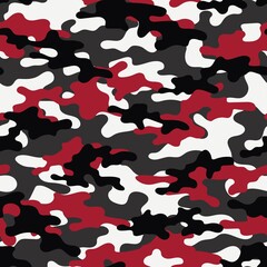 military camouflage print seamless vector pattern. red background .modern.