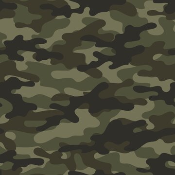 Camouflage texture seamless. Green Abstract military camouflage background for fabric. Vector illustration