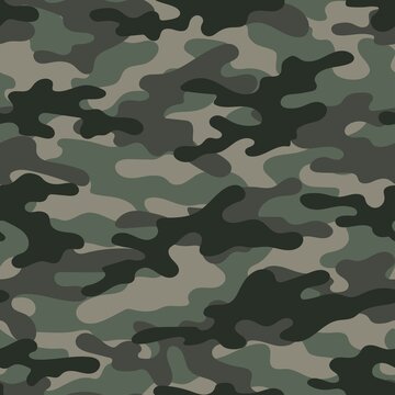 Camouflage texture green seamless. Abstract military camouflage background for fabric. Vector illustration