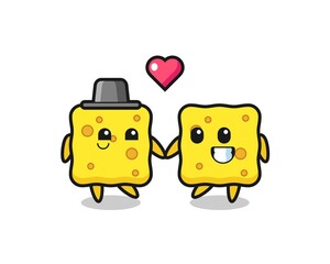 sponge cartoon character couple with fall in love gesture