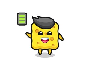 sponge mascot character with energetic gesture
