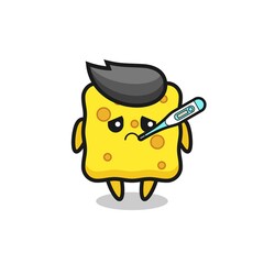 sponge mascot character with fever condition