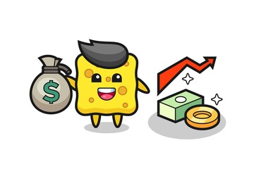 sponge illustration cartoon holding money sack