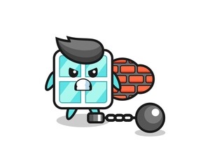 Character mascot of window as a prisoner