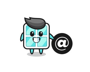 Cartoon Illustration of window standing beside the At symbol