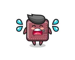 leather wallet cartoon illustration with crying gesture