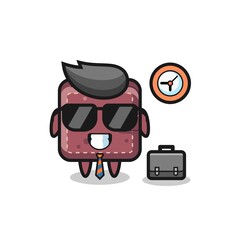 Fototapeta premium Cartoon mascot of leather wallet as a businessman