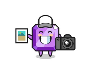 Character Illustration of purple gemstone as a photographer