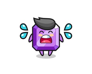 purple gemstone cartoon illustration with crying gesture